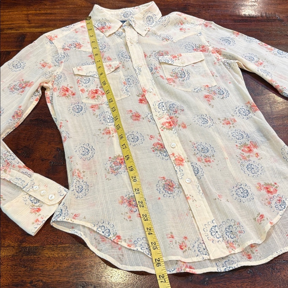 Ralph Lauren Cream Floral Lace Semi-Sheer Button Up Top Blouse size 6 - Picture 14 of 14